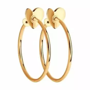 Золотые серьги-конго "Сердца"