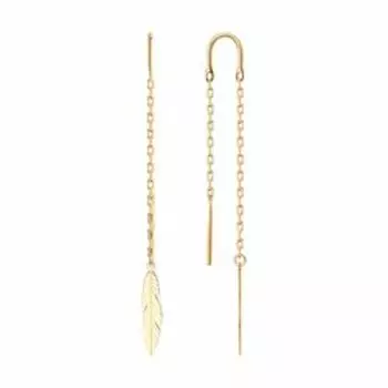 Золотые серьги-протяжки "Перо"