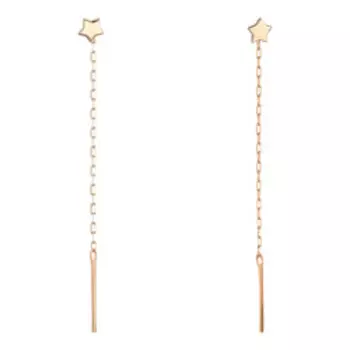 Золотые серьги-протяжки плетение "Якорное "Звезды"
