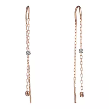 Золотые серьги-протяжки с алмазной обработкой плетение "Якорное"