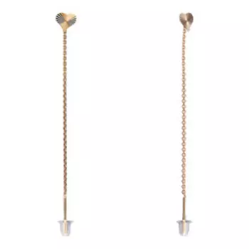 Золотые серьги-протяжки с алмазной обработкой "Сердечки"