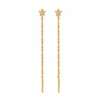 Золотые серьги-протяжки с алмазной обработкой "Звёздочки"
