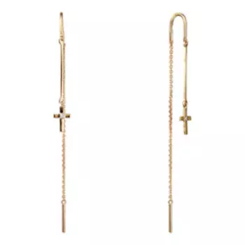 Золотые серьги-протяжки с бриллиантами