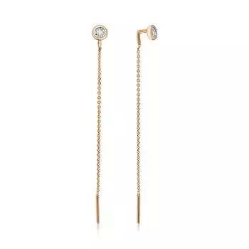 Золотые серьги-протяжки с бриллиантами