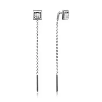 Золотые серьги-протяжки с бриллиантами