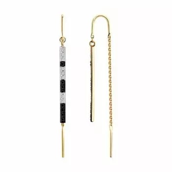 Золотые серьги-протяжки с бриллиантами