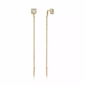 Золотые серьги-протяжки с бриллиантами