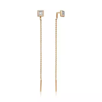 Золотые серьги-протяжки с бриллиантами