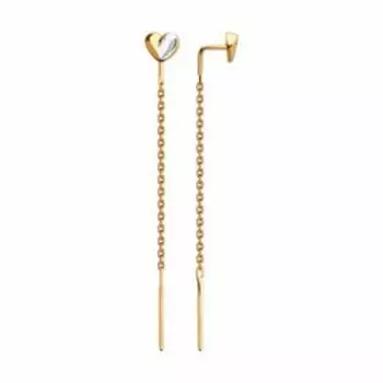 Золотые серьги-протяжки "Сердечки"