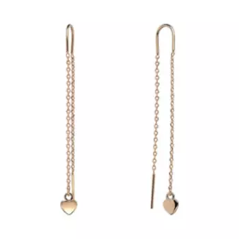 Золотые серьги-протяжки "Сердечки"