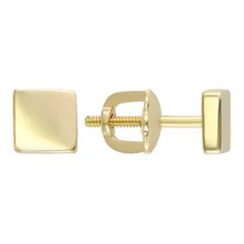 Золотые серьги-пусеты 585 пробы "Квадраты"