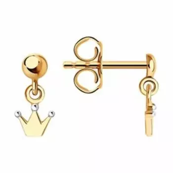 Золотые серьги-пусеты "Корона"