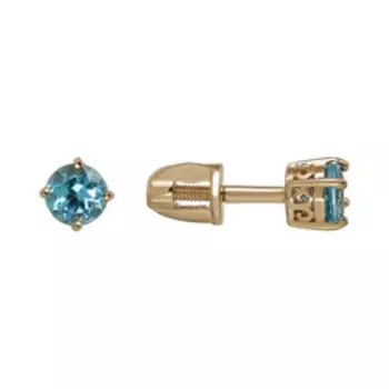 Золотые серьги-пусеты с апатитами