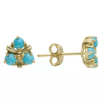 Золотые серьги-пусеты с бирюзой
