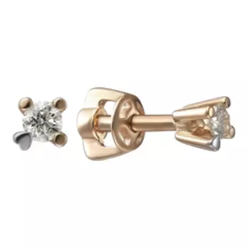 Золотые серьги-пусеты с бриллиантами