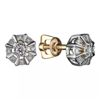 Золотые серьги-пусеты с бриллиантами