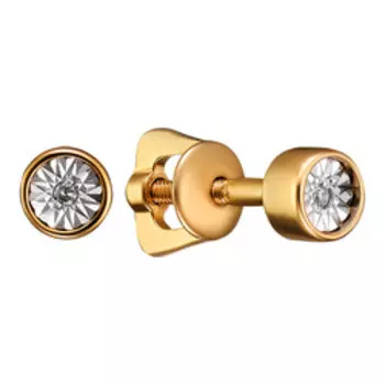 Золотые серьги-пусеты с бриллиантами
