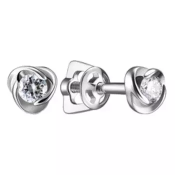 Золотые серьги-пусеты с бриллиантами