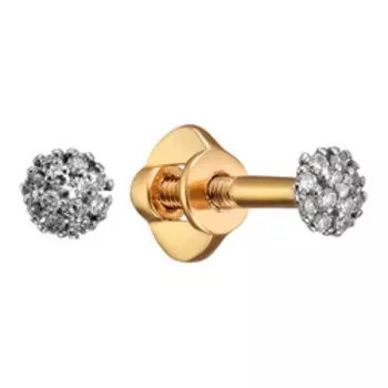 Золотые серьги-пусеты с бриллиантами