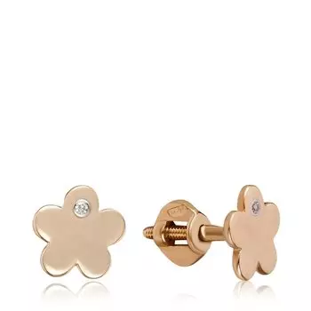 Золотые серьги-пусеты с бриллиантами