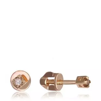 Золотые серьги-пусеты с бриллиантами