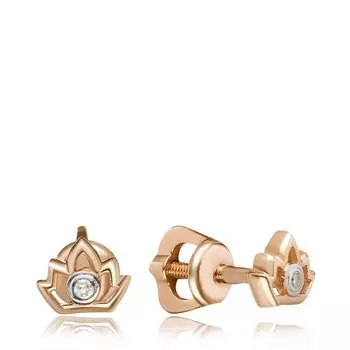 Золотые серьги-пусеты с бриллиантами