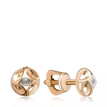 Золотые серьги-пусеты с бриллиантами