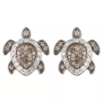 Золотые серьги-пусеты с бриллиантами "Черепахи"