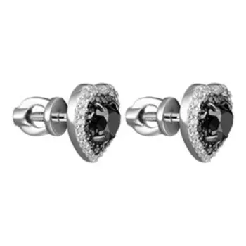 Золотые серьги-пусеты с бриллиантами "Сердца"