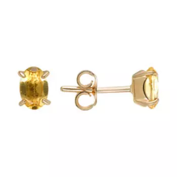 Золотые серьги-пусеты с цитринами