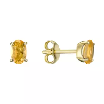 Золотые серьги-пусеты с цитринами