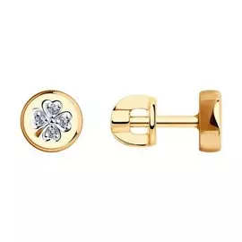 Золотые серьги-пусеты с фианитами