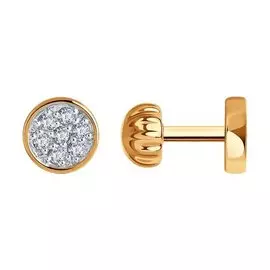 Золотые серьги-пусеты с фианитами