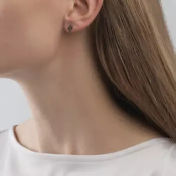 Золотые серьги-пусеты с фианитами "Крестики"