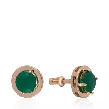 Золотые серьги-пусеты с хризопразами