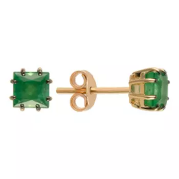 Золотые серьги-пусеты с изумрудами