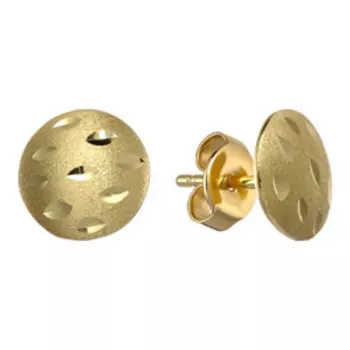 Золотые серьги-пусеты с матированием и алмазной обработкой