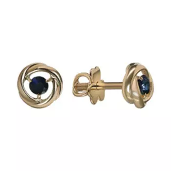 Золотые серьги-пусеты с сапфирами