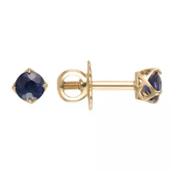 Золотые серьги-пусеты с сапфирами