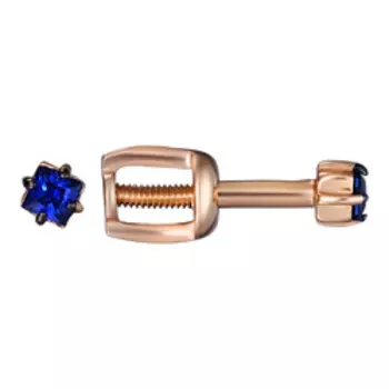 Золотые серьги-пусеты с сапфирами