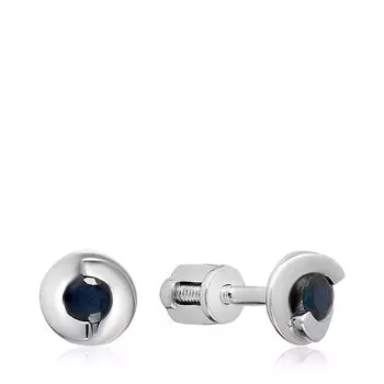 Золотые серьги-пусеты с сапфирами