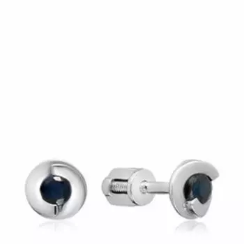 Золотые серьги-пусеты с сапфирами