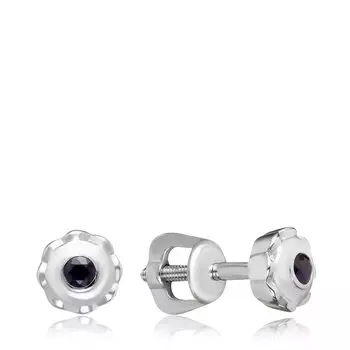 Золотые серьги-пусеты с сапфирами