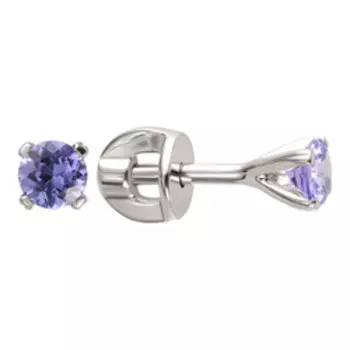 Золотые серьги-пусеты с танзанитами