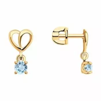 Золотые серьги-пусеты с топазами