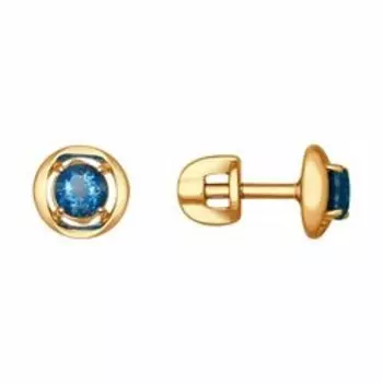 Золотые серьги-пусеты с топазами лондон