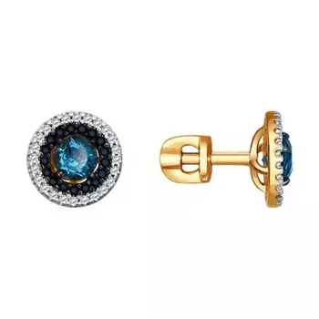 Золотые серьги-пусеты с топазами лондон