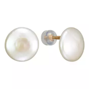 Золотые серьги-пусеты с жемчугом Барокко