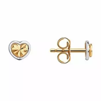 Золотые серьги-пусеты "Сердечки"