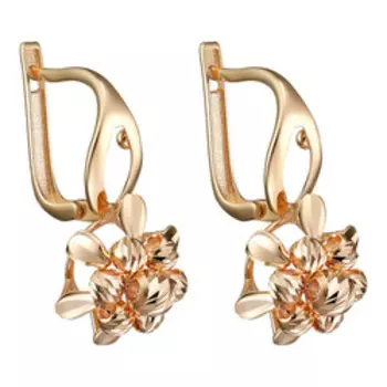 Золотые серьги с алмазной обработкой "Цветы"
